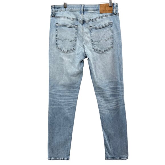 American Eagle Athletic Airflex Jeans Mens Blue Light Wash Straight Leg Sz 33x32 - Picture 2 of 10
